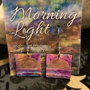 Handmade Paper Earrings Half Moon